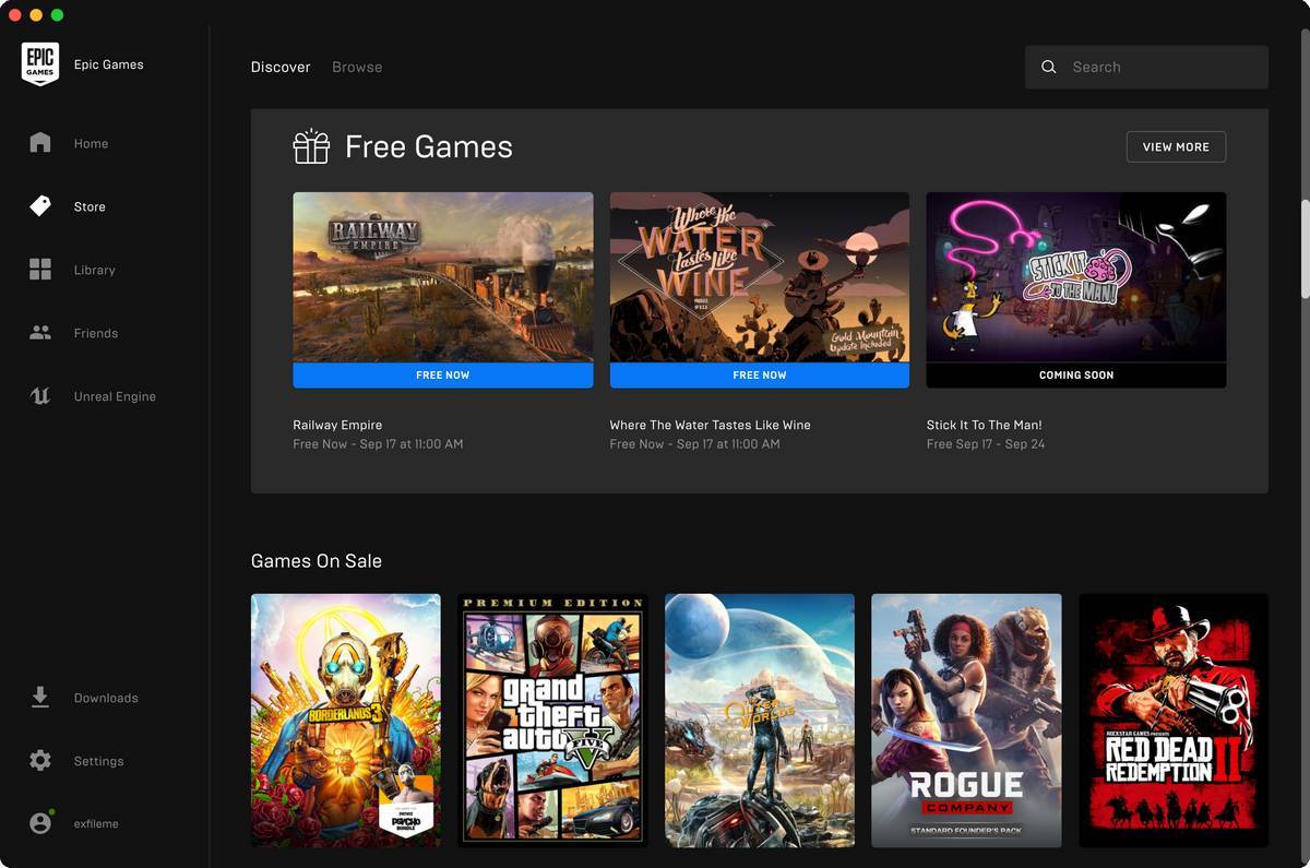 Epic Games Launcher läuft auf einem Mac