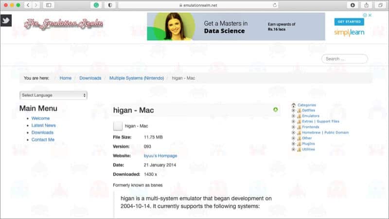 higan Mac SNES-Emulator Bildschirmfoto