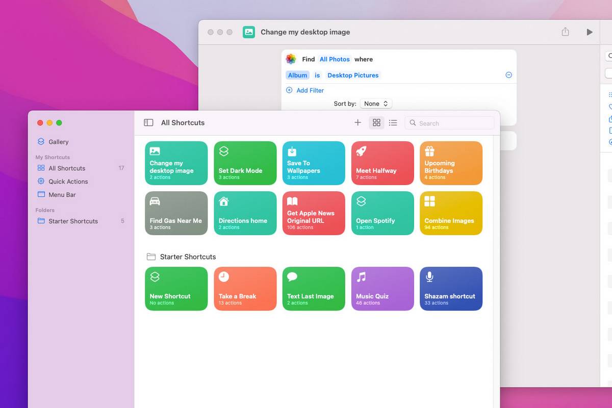 Apples Shortcuts-App unter MacOS Monterey