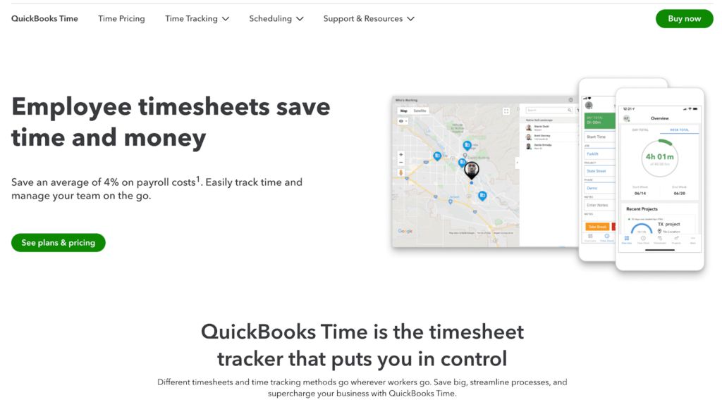 QuickBooks Time-Startseite